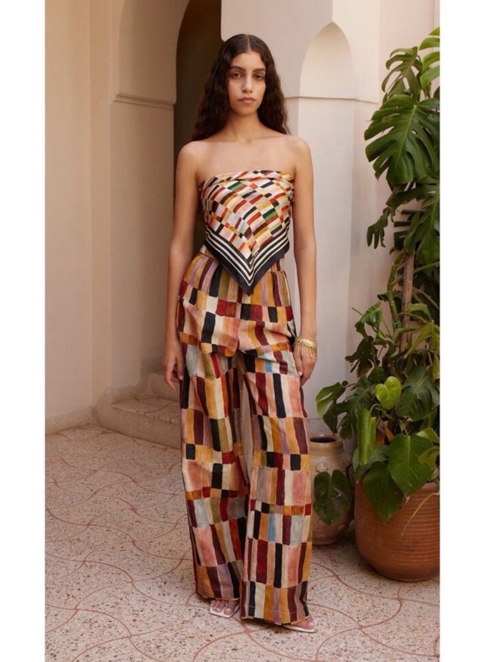 Alemais XLRNCE Marjorelle
printed linen and silk palazzo pants